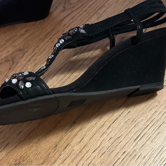 Black Rhinestone and Suede Sandals - Picture 2 of 3